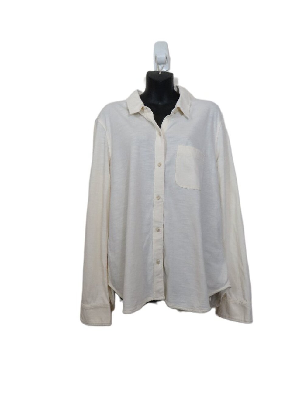 Faherty size XL Cotton Button Up Shirt Ivory Long Sleeve Basic